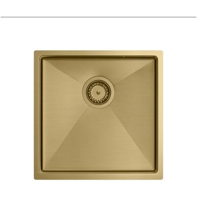 Q Company, Spülbecken, Gold Quadron PAUL SteelQ PVD-Spüle mit Siphon 1 Becken b/o Einbauversion + Schablone + Haken (44 cm) Q Company, Spülbecken, Gold Quadron PAUL SteelQ PVD-Spüle mit Siphon 1 Becken b/o Einbauversion + Schablone + Haken (44 cm)