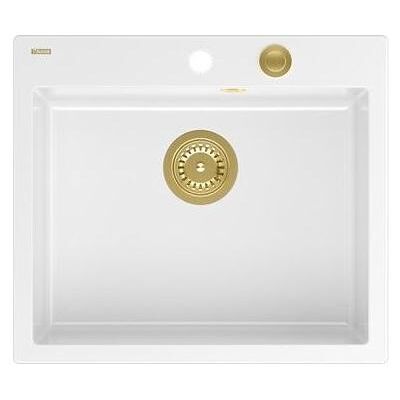 Quadron, Spülbecken, MORGAN 110 Waschbecken schneeweisses Waschbecken mit Siphon Push To Open goldfarben 1 Becken b (57 cm, 50 cm) Quadron, Spülbecken, MORGAN 110 Waschbecken schneeweisses Waschbecken mit Siphon Push To Open goldfarben 1 Becken b (57 cm, 50 cm)