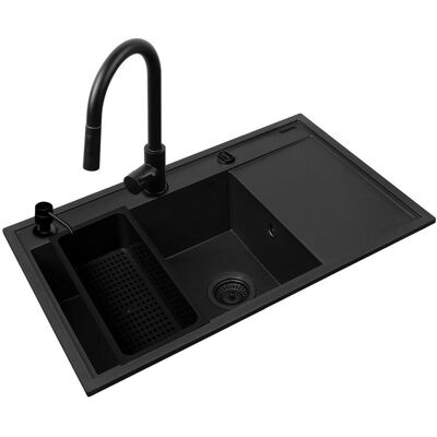 Pyramis, Spülbecken, Zestaw - Zlewozmywak CAMEA (79x50) 1B 1D L + Bateria IDEA Black Edition - 070168402BE - Volc (50 cm, 79 cm) Pyramis, Spülbecken, Zestaw - Zlewozmywak CAMEA (79x50) 1B 1D L + Bateria IDEA Black Edition - 070168402BE - Volc (50 cm, 79 cm)