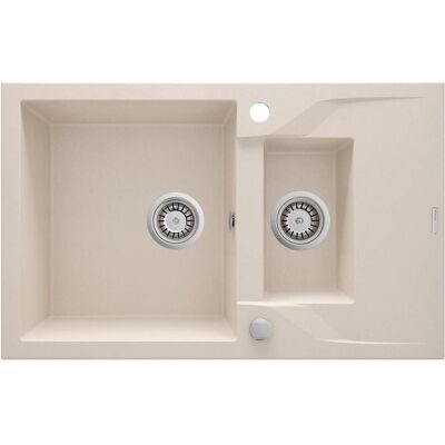 Deante Beiger Granitspüle mit 1,5 Becken und Abtropffläche - Küchenspüle Deante Beiger Granitspüle mit 1,5 Becken und Abtropffläche - Küchenspüle