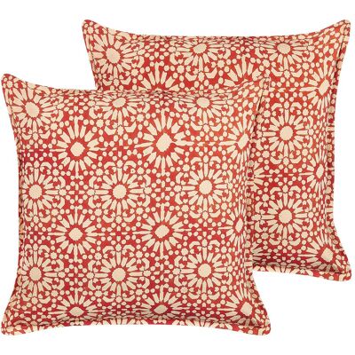 Beliani Baumwoll Kissen mit Geometrischem Muster - 45x45 cm, 2er Set Beliani Baumwoll Kissen mit Geometrischem Muster - 45x45 cm, 2er Set