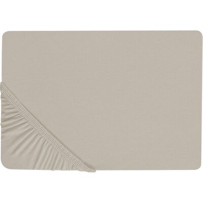 Beliani Spannbettlaken Taupe Baumwolle 200 x 200 cm Elastischer Rand Beliani Spannbettlaken Taupe Baumwolle 200 x 200 cm Elastischer Rand