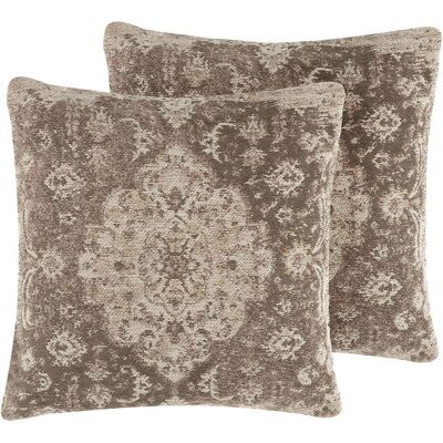 Beliani Set aus 2 Kissen Braun Vintage 45x45cm - Kissen Beliani Set aus 2 Kissen Braun Vintage 45x45cm - Kissen