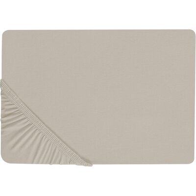 Beliani JANBU Taupe Baumwollbezug - Spannbettlaken Beliani JANBU Taupe Baumwollbezug - Spannbettlaken