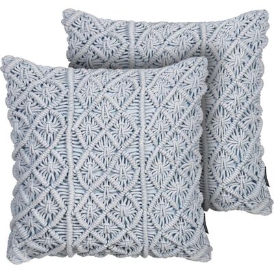 Beliani Baumwoll-Makrame-Kissen - 45x40 cm - Blau Dekorartikel Beliani Baumwoll-Makrame-Kissen - 45x40 cm - Blau Dekorartikel