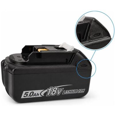 Norka, Werkzeugakku + Ladegerät, Akku für Makita 18V 5Ah Elektrowerkzeug mit USB-C Eingang/Ausgang - BL1850 / BL1850B Li-ion (18 V) Norka, Werkzeugakku + Ladegerät, Akku für Makita 18V 5Ah Elektrowerkzeug mit USB-C Eingang/Ausgang - BL1850 / BL1850B Li-ion (18 V)