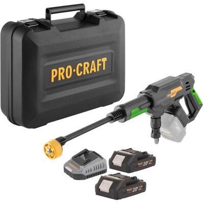 Procraft, Hochdruckreiniger, CW20bb Akku Hochdruckreiniger 20 V 30 bar 180 l/h Brushless + 2x Akku 2,0 Ah + Ladegerät + (Akkubetrieb) Procraft, Hochdruckreiniger, CW20bb Akku Hochdruckreiniger 20 V 30 bar 180 l/h Brushless + 2x Akku 2,0 Ah + Ladegerät + (Akkubetrieb)