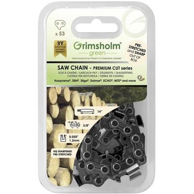 Grimsholm, Zubehör Gartenmaschinen, SAW CHAIN 35CM/14 3/8 1.3MM 53 (Kettensäge, Sägekette) Grimsholm, Zubehör Gartenmaschinen, SAW CHAIN 35CM/14 3/8 1.3MM 53 (Kettensäge, Sägekette)