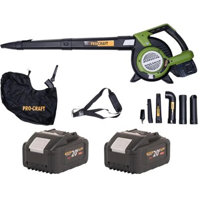 Procraft, Laubsauger + Laubbläser, VB20 Akku Laubbläser und Laubsauger 40 V ( 2x 20 V ) Brushless + 2x Akku 8,0 Ah - ohne (Akkubetrieb, Laubsauger-& bläser) Procraft, Laubsauger + Laubbläser, VB20 Akku Laubbläser und Laubsauger 40 V ( 2x 20 V ) Brushless + 2x Akku 8,0 Ah - ohne (Akkubetrieb, Laubsauger-& bläser)