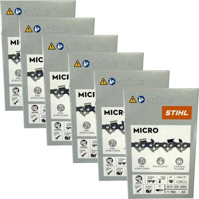 Stihl, Zubehör Gartenmaschinen, 6x 1/4" Picco Micro 3 (PM3) Sägekette 30 cm 1/4" P 1,1 mm 64 TG 6 Stück ( 6x 36700000064 ) (Kettensäge, Sägekette) Stihl, Zubehör Gartenmaschinen, 6x 1/4" Picco Micro 3 (PM3) Sägekette 30 cm 1/4" P 1,1 mm 64 TG 6 Stück ( 6x 36700000064 ) (Kettensäge, Sägekette)