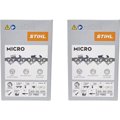 Stihl, Zubehör Gartenmaschinen, 2x 3/8" Picco Micro Mini 3 (PMM3) Sägekette 40 cm 3/8" P 1,3 mm 55 TG 2 Stück ( 2x (Kettensäge, Sägekette) Stihl, Zubehör Gartenmaschinen, 2x 3/8" Picco Micro Mini 3 (PMM3) Sägekette 40 cm 3/8" P 1,3 mm 55 TG 2 Stück ( 2x (Kettensäge, Sägekette)