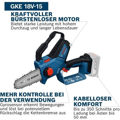 Bosch Professional, Kettensäge, GKE 18V-15 Akku-Astsäge (Akku Kettensäge) Bosch Professional, Kettensäge, GKE 18V-15 Akku-Astsäge (Akku Kettensäge)