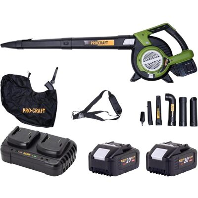 Procraft, Laubsauger + Laubbläser, VB20 Akku Laubbläser und Laubsauger 40 V ( 2x 20 V ) Brushless + 2x Akku 8,0 Ah + (Akkubetrieb, Laubsauger-& bläser) Procraft, Laubsauger + Laubbläser, VB20 Akku Laubbläser und Laubsauger 40 V ( 2x 20 V ) Brushless + 2x Akku 8,0 Ah + (Akkubetrieb, Laubsauger-& bläser)