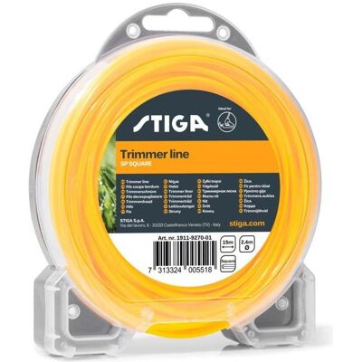 Stiga Zubehör Gartenmaschinen, SP Square Strimmer-Kabel – 2,4 mm x 15 m – Nylon – Gelb (Rasentrimmer, Trimmerfaden + Fadenspule) Stiga Zubehör Gartenmaschinen, SP Square Strimmer-Kabel – 2,4 mm x 15 m – Nylon – Gelb (Rasentrimmer, Trimmerfaden + Fadenspule)