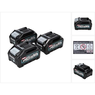 Makita, Werkzeugakku + Ladegerät, Akku Set 3x BL 4040 40 V max. 4,0 Ah XGT Li-Ion Akku ( 3x 191B26-6 ) IP64 Schutzklasse mit LE (40 V) Makita, Werkzeugakku + Ladegerät, Akku Set 3x BL 4040 40 V max. 4,0 Ah XGT Li-Ion Akku ( 3x 191B26-6 ) IP64 Schutzklasse mit LE (40 V)