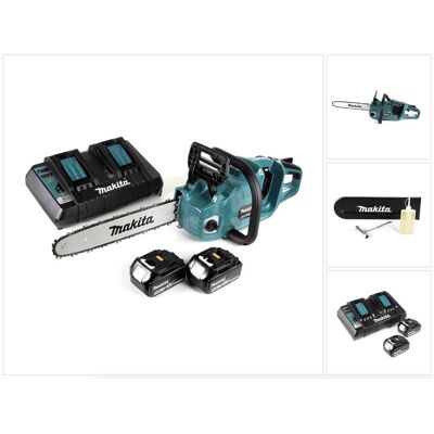 Makita, Kettensäge, DUC 355 PT2 Akku Kettensäge 36V ( 2x18V ) Brushless 35 cm + 2x 5,0 Ah Akku + Doppelladegerät (Akku Kettensäge) Makita, Kettensäge, DUC 355 PT2 Akku Kettensäge 36V ( 2x18V ) Brushless 35 cm + 2x 5,0 Ah Akku + Doppelladegerät (Akku Kettensäge)