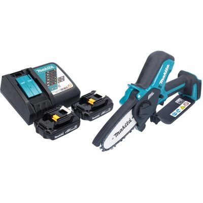 Makita, Kettensäge, DUC 101 RY201 Akku Astsäge 18 V 10 cm Brushless + 2x Akku 1,5 Ah + Ladegerät (Akku Kettensäge) Makita, Kettensäge, DUC 101 RY201 Akku Astsäge 18 V 10 cm Brushless + 2x Akku 1,5 Ah + Ladegerät (Akku Kettensäge)