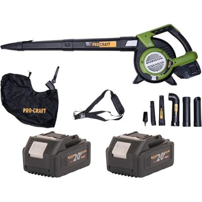 Procraft, Laubsauger + Laubbläser, VB20 Akku Laubbläser und Laubsauger 40 V ( 2x 20 V ) Brushless + 2x Akku 4,0 Ah - ohne (Akkubetrieb, Laubsauger-& bläser) Procraft, Laubsauger + Laubbläser, VB20 Akku Laubbläser und Laubsauger 40 V ( 2x 20 V ) Brushless + 2x Akku 4,0 Ah - ohne (Akkubetrieb, Laubsauger-& bläser)
