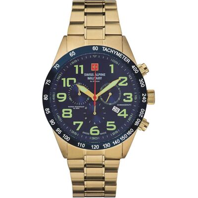 Swiss Alpine Military, Armbanduhr, 7047.9115 Chronograph 45mm 10ATM, Gold, (Analoguhr, Chronograph, 45 mm) Swiss Alpine Military, Armbanduhr, 7047.9115 Chronograph 45mm 10ATM, Gold, (Analoguhr, Chronograph, 45 mm)