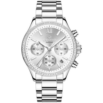 Giewont, Armbanduhr, Zegarek Zegarek Damski Sapphire Srebrny GW3670-B1, Schwarz, Grau, Silber, (Chronograph, 37 mm) Giewont, Armbanduhr, Zegarek Zegarek Damski Sapphire Srebrny GW3670-B1, Schwarz, Grau, Silber, (Chronograph, 37 mm)