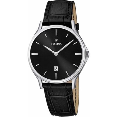 Festina, Armbanduhr, Klassik, Silber, Schwarz, (Analoguhr, 39 mm) Festina, Armbanduhr, Klassik, Silber, Schwarz, (Analoguhr, 39 mm)