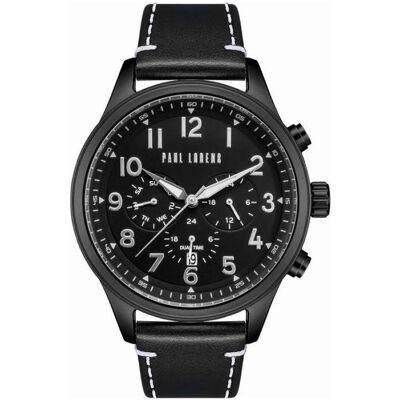 Paul Lorens, Armbanduhr, ZEGAREK MĘSKI - PL20011A-1A5 (zg378c) + BOX, Schwarz, Silber, (Analoguhr, Chronograph, 46 mm) Paul Lorens, Armbanduhr, ZEGAREK MĘSKI - PL20011A-1A5 (zg378c) + BOX, Schwarz, Silber, (Analoguhr, Chronograph, 46 mm)