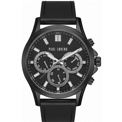 Paul Lorens, Armbanduhr, Herrenuhr PL8071A2-1A5 + BOX, Schwarz, (Chronograph, 44 mm) Paul Lorens, Armbanduhr, Herrenuhr PL8071A2-1A5 + BOX, Schwarz, (Chronograph, 44 mm)