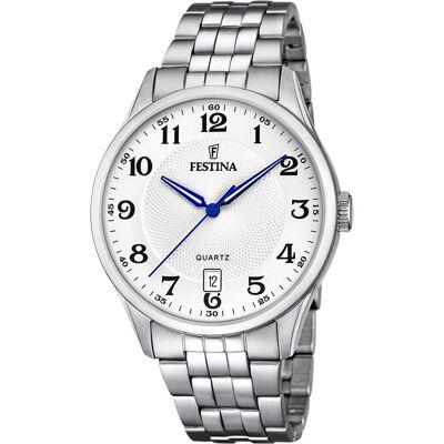 Festina, Armbanduhr, Klassik, Blau, Weiss, Silber, (Analoguhr, 43 mm) Festina, Armbanduhr, Klassik, Blau, Weiss, Silber, (Analoguhr, 43 mm)