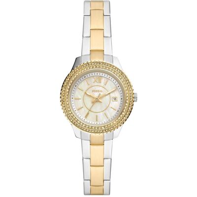 Fossil, Armbanduhr, Stella, Silber, Gold, (Analoguhr, 30 mm) Fossil, Armbanduhr, Stella, Silber, Gold, (Analoguhr, 30 mm)