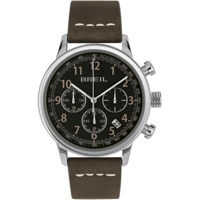 Breil, Armbanduhr, Pilot-Design Chronograph mit Lederarmband und 5 Bar Wasserdichtigkeit, Schwarz, (Chronograph, 41 mm) Breil, Armbanduhr, Pilot-Design Chronograph mit Lederarmband und 5 Bar Wasserdichtigkeit, Schwarz, (Chronograph, 41 mm)
