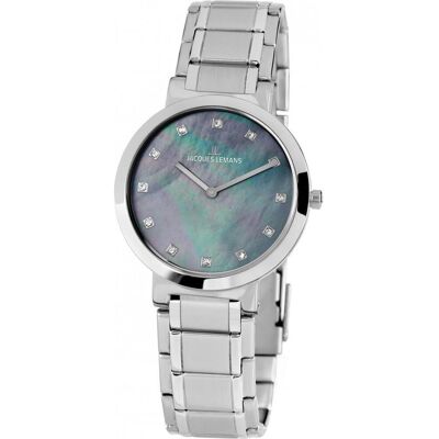 Jacques Lemans, Armbanduhr, Classic, Silber, (Analoguhr, 36 mm) Jacques Lemans, Armbanduhr, Classic, Silber, (Analoguhr, 36 mm)