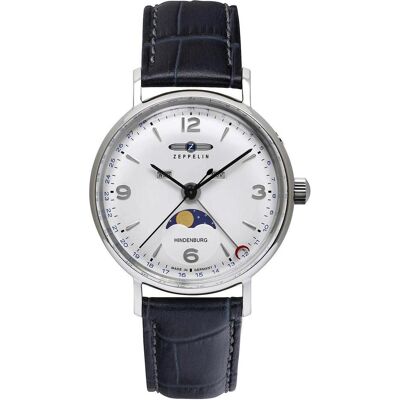 Zeppelin, Armbanduhr, Sehen Sie sich die Hindenburg Moonphase Lady 8077-1 an, Silber, (Analoguhr, 36 mm) Zeppelin, Armbanduhr, Sehen Sie sich die Hindenburg Moonphase Lady 8077-1 an, Silber, (Analoguhr, 36 mm)