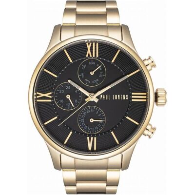 Paul Lorens, Armbanduhr, Herrenuhr PL11652B6-1D1, Schwarz, Gold, (Chronograph, 45 mm) Paul Lorens, Armbanduhr, Herrenuhr PL11652B6-1D1, Schwarz, Gold, (Chronograph, 45 mm)