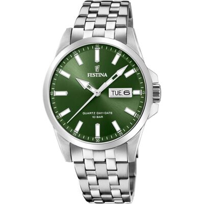 Festina, Armbanduhr, Herrenuhr F20357/5, Grün, Silber, (Analoguhr, 41 mm) Festina, Armbanduhr, Herrenuhr F20357/5, Grün, Silber, (Analoguhr, 41 mm)