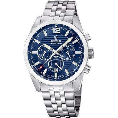 Festina, Armbanduhr, Blaue Uhr, Herren, Silber, (Analoguhr, Chronograph, 43.80 mm) Festina, Armbanduhr, Blaue Uhr, Herren, Silber, (Analoguhr, Chronograph, 43.80 mm)
