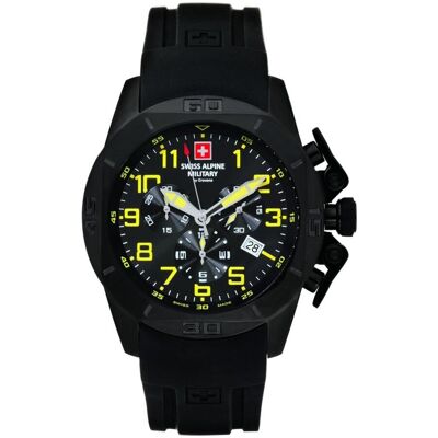 Swiss Alpine Military, Armbanduhr, Schweizer Alpine Military 7063.9874 Chrono 45mm 10ATM, Schwarz, (Chronograph, 45 mm) Swiss Alpine Military, Armbanduhr, Schweizer Alpine Military 7063.9874 Chrono 45mm 10ATM, Schwarz, (Chronograph, 45 mm)