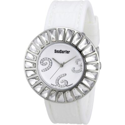 Sea Surfer, Armbanduhr, Womens watch stainless steel zirconia rubber strap white 77814020, Weiss, (Uhr mit Schmuckstein) Sea Surfer, Armbanduhr, Womens watch stainless steel zirconia rubber strap white 77814020, Weiss, (Uhr mit Schmuckstein)