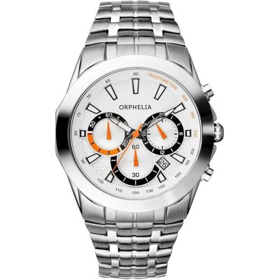 Orphelia, Armbanduhr, Chronograph mit Datum, 24-Stunden-Anzeige, Stoppuhr und Leuchtzeigern, Silber, (46 mm) Orphelia, Armbanduhr, Chronograph mit Datum, 24-Stunden-Anzeige, Stoppuhr und Leuchtzeigern, Silber, (46 mm)