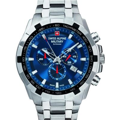Swiss Alpine Military, Armbanduhr, 70439135, Silber, Blau, (Chronograph) Swiss Alpine Military, Armbanduhr, 70439135, Silber, Blau, (Chronograph)