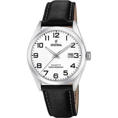 Festina, Armbanduhr, Klassik, Schwarz, Weiss, Silber, (Analoguhr, 40 mm) Festina, Armbanduhr, Klassik, Schwarz, Weiss, Silber, (Analoguhr, 40 mm)