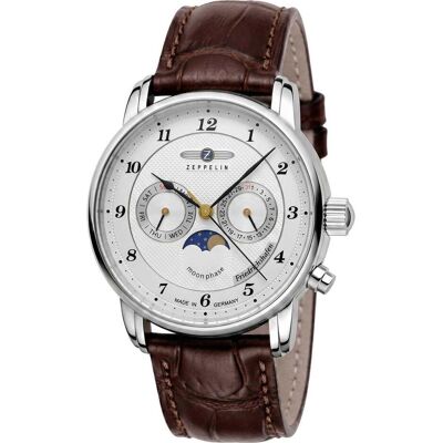 Zeppelin, Armbanduhr, Friedrichshafen, Braun, Silber, (Analoguhr, Mondphasenuhr) Zeppelin, Armbanduhr, Friedrichshafen, Braun, Silber, (Analoguhr, Mondphasenuhr)