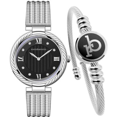Roccobarocco, Armbanduhr, Rocco Barocco RB.4469S-01M Damenuhr und Armreif Set, Silber Roccobarocco, Armbanduhr, Rocco Barocco RB.4469S-01M Damenuhr und Armreif Set, Silber