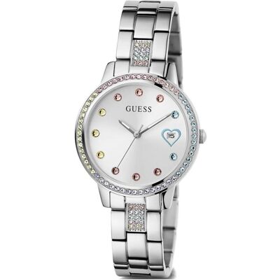 Guess Armbanduhr, Three of Hearts, Silber, (Analoguhr, 34 mm) Guess Armbanduhr, Three of Hearts, Silber, (Analoguhr, 34 mm)