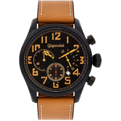 Gigandet, Armbanduhr, Analoge Herrenuhr mit Lederarmband, Chronograph, fluoreszierend, wasserdicht, Schwarz, (Chronograph) Gigandet, Armbanduhr, Analoge Herrenuhr mit Lederarmband, Chronograph, fluoreszierend, wasserdicht, Schwarz, (Chronograph)