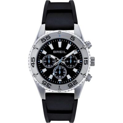 Breil, Armbanduhr, Sprintter Heren Chrono Quarz mit Stahlgehäuse und Mineralglas, Schwarz, Silber, (Chronograph, 43 mm) Breil, Armbanduhr, Sprintter Heren Chrono Quarz mit Stahlgehäuse und Mineralglas, Schwarz, Silber, (Chronograph, 43 mm)