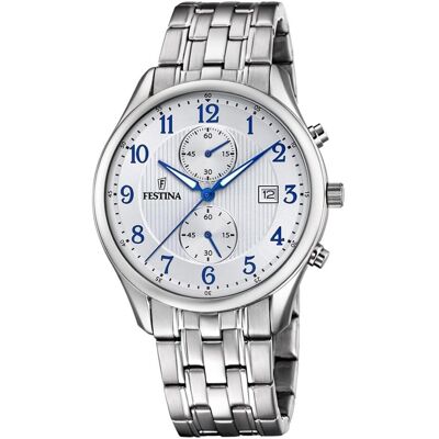 Festina, Armbanduhr, F6854/A Timeless Chronograph, Silber, (Chronograph, 42 mm) Festina, Armbanduhr, F6854/A Timeless Chronograph, Silber, (Chronograph, 42 mm)