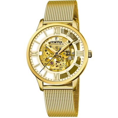 Festina, Armbanduhr, Automatic Skeleton, Gold, (Analoguhr, 42 mm) Festina, Armbanduhr, Automatic Skeleton, Gold, (Analoguhr, 42 mm)