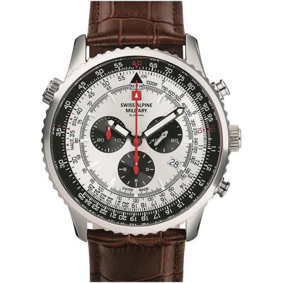Swiss Alpine Military, Armbanduhr, Chrono, Braun, (Analoguhr, Chronograph, 45 mm) Swiss Alpine Military, Armbanduhr, Chrono, Braun, (Analoguhr, Chronograph, 45 mm)