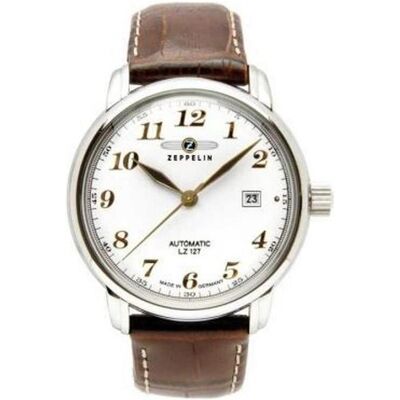 Zeppelin, Armbanduhr, LZ127 Graf Automatik, Weiss, Braun, Silber, (Analoguhr, 40 mm) Zeppelin, Armbanduhr, LZ127 Graf Automatik, Weiss, Braun, Silber, (Analoguhr, 40 mm)