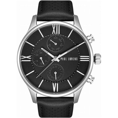 Paul Lorens, Armbanduhr, Herrenuhr PL11652A6-1A1, Schwarz, Silber, (Chronograph) Paul Lorens, Armbanduhr, Herrenuhr PL11652A6-1A1, Schwarz, Silber, (Chronograph)